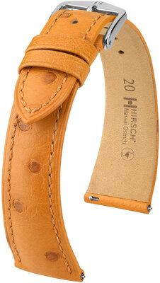 Кожена каишка Hirsch Massai Ostrich L 04362075-2, кафява, щраусова кожа, дължина L, бързо освобождаване