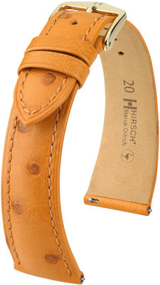Кожена каишка Hirsch Massai Ostrich L 04362075-7, кафява, щраусова кожа, дължина L, бързо освобождаване