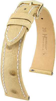 Кожена каишка Hirsch Massai Ostrich L 04362091-7, бежова, щраусова кожа, дължина L, бързо освобождаване