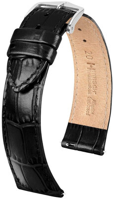 Hirsch Louisianalook Кожена каишка L 03427050-2, черна, телешка кожа, дължина L, бързо освобождаване