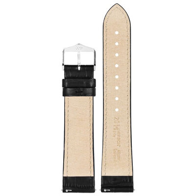 Кожена каишка Hirsch Duke S 01028350-2, черна, телешка кожа, дължина S, Quick Release