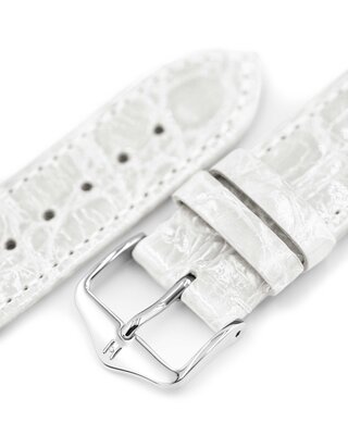 кожена каишка Hirsch Genuine Croco L 01808000-2, бял, крокодилска кожа, дължина L, Quick Release