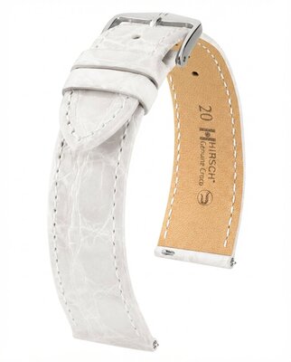 кожена каишка Hirsch Genuine Croco L 01808000-2, бял, крокодилска кожа, дължина L, Quick Release