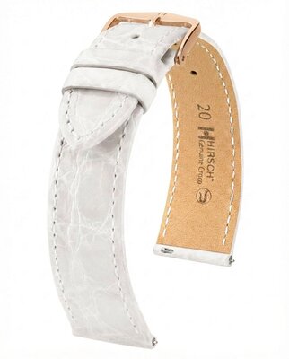 кожена каишка Hirsch Genuine Croco L 01808000-7, бял, крокодилска кожа, дължина L, Quick Release