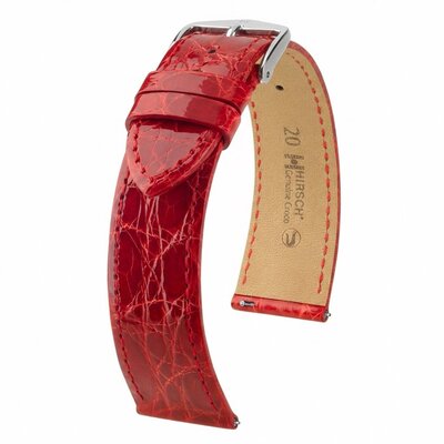 кожена каишка Hirsch Genuine Croco L 01808020-2, червена, крокодилска кожа, дължина L, Quick Release