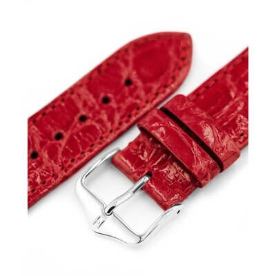кожена каишка Hirsch Genuine Croco L 01808020-2, червена, крокодилска кожа, дължина L, Quick Release