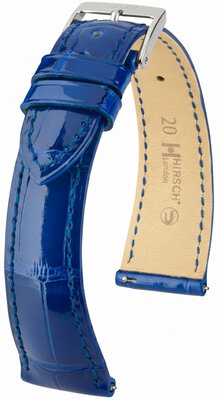 Кожена каишка Hirsch London L 04307082-2, синя, алигаторова кожа, дължина L, Quick Release