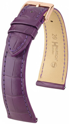 кожена каишка Hirsch London L 04307086-7, лилава, алигаторска кожа, дължина L, Quick Release
