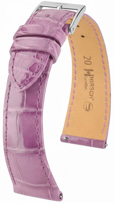 Кожена каишка Hirsch London L 04307087-2, лилава, алигаторска кожа, дължина L, Quick Release