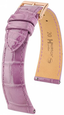 Кожена каишка Hirsch London L 04307087-7, лилава, алигаторска кожа, дължина L, Quick Release
