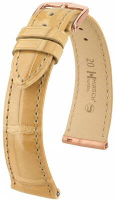 кожена каишка Hirsch London L 04307090-7, бежов, алигаторска кожа, дължина L, Quick Release