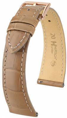 Кожена каишка Hirsch London L 04307099-7, бежов, алигаторска кожа, дължина L, Quick Release