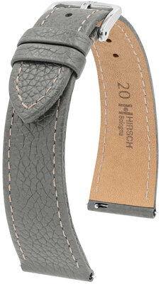 Кожена каишка Hirsch Bologna 01802130-2, сив, телешка, Quick Release