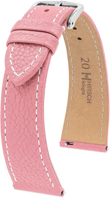 Кожена каишка Hirsch Bologna L 01802022-2, розова, телешка кожа, дължина L, Quick Release