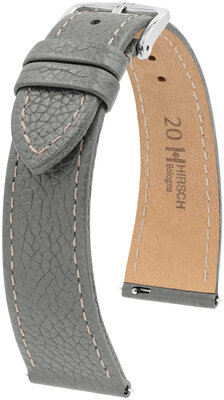 кожена каишка Hirsch Bologna L 01802030-2, сив, телешка кожа, дължина L, Quick Release