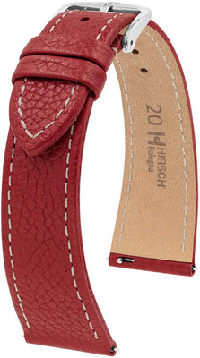 Кожена каишка Hirsch Bologna L 01802060-2, червена, телешка кожа, дължина L, Quick Release