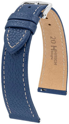 Кожена каишка Hirsch Bologna L 01802080-2, синя, телешка кожа, дължина L, Quick Release