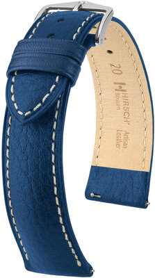 Кожена каишка Hirsch Boston L 01302080-2, синя, телешка кожа, дължина L, Quick Release