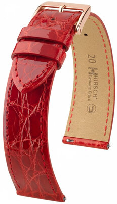 кожена каишка Hirsch Genuine Croco L 01808020-7, червена, крокодилска кожа, дължина L, Quick Release