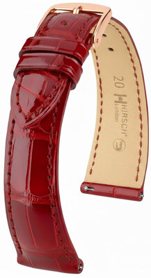 Кожена каишка Hirsch London 04207120-7, червено, кожа от алигатор, Quick Release
