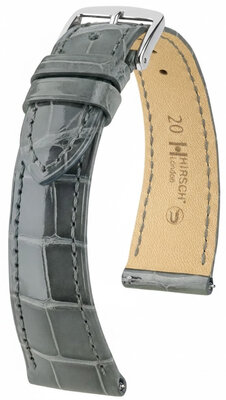 Кожена каишка Hirsch London 04207130-2, сив, кожа от алигатор, Quick Release
