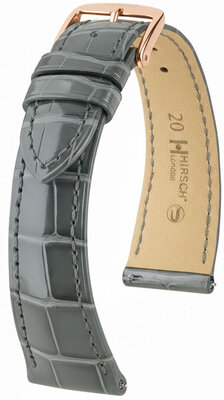 Кожена каишка Hirsch London 04207130-7, сив, кожа от алигатор, Quick Release
