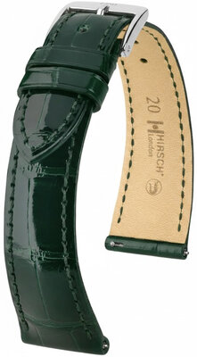 Кожена каишка Hirsch London 04207141-2, зелен, кожа от алигатор, Quick Release