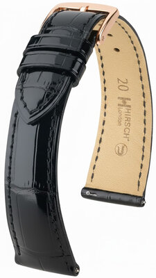 Кожена каишка Hirsch London 04207150-7, черен, кожа от алигатор, Quick Release