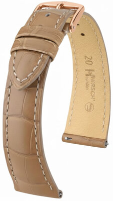 Кожена каишка Hirsch London 04207199-7, бежов, кожа от алигатор, Quick Release