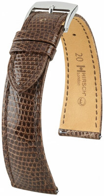 Кожена каишка Hirsch London 04266110-2, кафяв, кожа на гущер, Quick Release