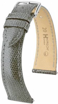 Кожена каишка Hirsch London 04266130-2, сив, кожа на гущер, Quick Release