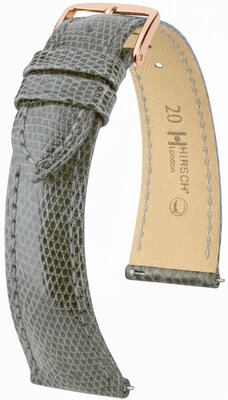 Кожена каишка Hirsch London 04266130-7, сив, кожа на гущер, Quick Release