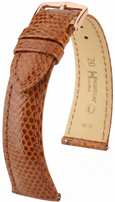 Кожена каишка Hirsch London 04266170-7, кафяв, кожа на гущер, Quick Release