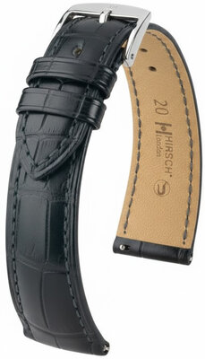 Кожена каишка Hirsch London L 04207059NQ-2, черна, алигаторска кожа, дължина L