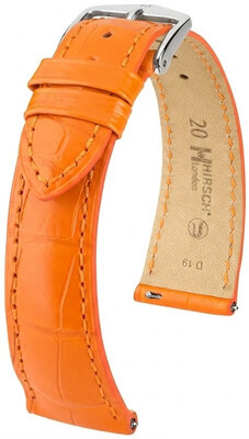 Кожена каишка Hirsch London L 04207076-2, оранжев, алигаторска кожа, дължина L, Quick Release