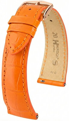 Кожена каишка Hirsch London L 04207076-7, оранжев, алигаторска кожа, дължина L, Quick Release