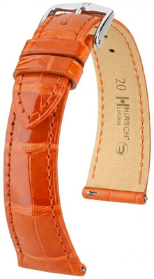 Кожена каишка Hirsch London L 04207077-2, оранжев, алигаторска кожа, дължина L, Quick Release