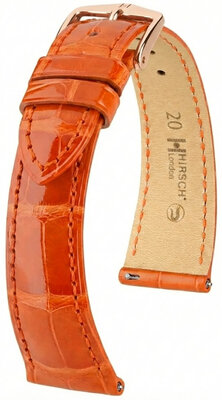 кожена каишка Hirsch London L 04207077-7, оранжев, алигаторска кожа, дължина L, Quick Release
