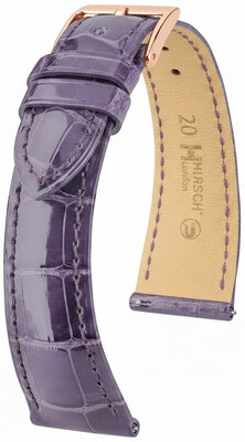кожена каишка Hirsch London L 04207084-7, лилава, алигаторска кожа, дължина L, Quick Release