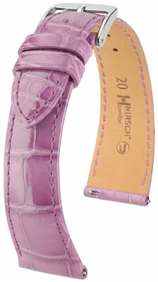 Кожена каишка Hirsch London L 04207087-2, лилава, алигаторска кожа, дължина L, Quick Release