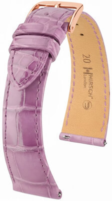 Кожена каишка Hirsch London L 04207087-7, лилава, алигаторска кожа, дължина L, Quick Release