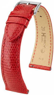 Кожена каишка Hirsch London L 04266020-2, червена, кожа от гущер, дължина L, Quick Release