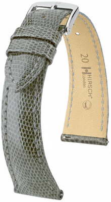 Кожена каишка Hirsch London L 04266030-2, сива, гущерска кожа, дължина L, Quick Release