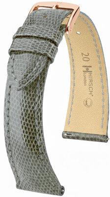 Кожена каишка Hirsch London L 04266030-7, сива, гущерска кожа, дължина L, Quick Release
