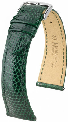 Кожена каишка Hirsch London L 04266040-2, зелена, гущерска кожа, дължина L, Quick Release