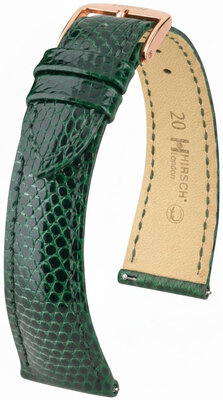кожена каишка Hirsch London L 04266040-7, зелена, гущерска кожа, дължина L, Quick Release