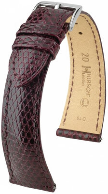 Кожена каишка Hirsch London L 04266060-2, червена, гущерова кожа, дължина L, Quick Release