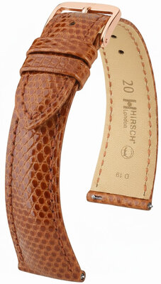 Кожена каишка Hirsch London L 04266070-7, кафява, ящерска кожа, дължина L, Quick Release