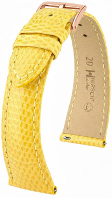 Кожена каишка Hirsch London L 04266072-7, жълта, кожа от гущер, дължина L, Quick Release