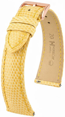 Кожена каишка Hirsch London L 04266073-7, жълта, гущерска кожа, дължина L, Quick Release